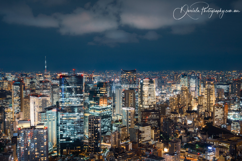 Japan Aerial View of Tokyo at night from Mori Tower Skydeck